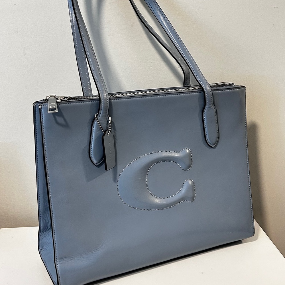 COACH Nina Tote Shoulder Bag Light blue CR096